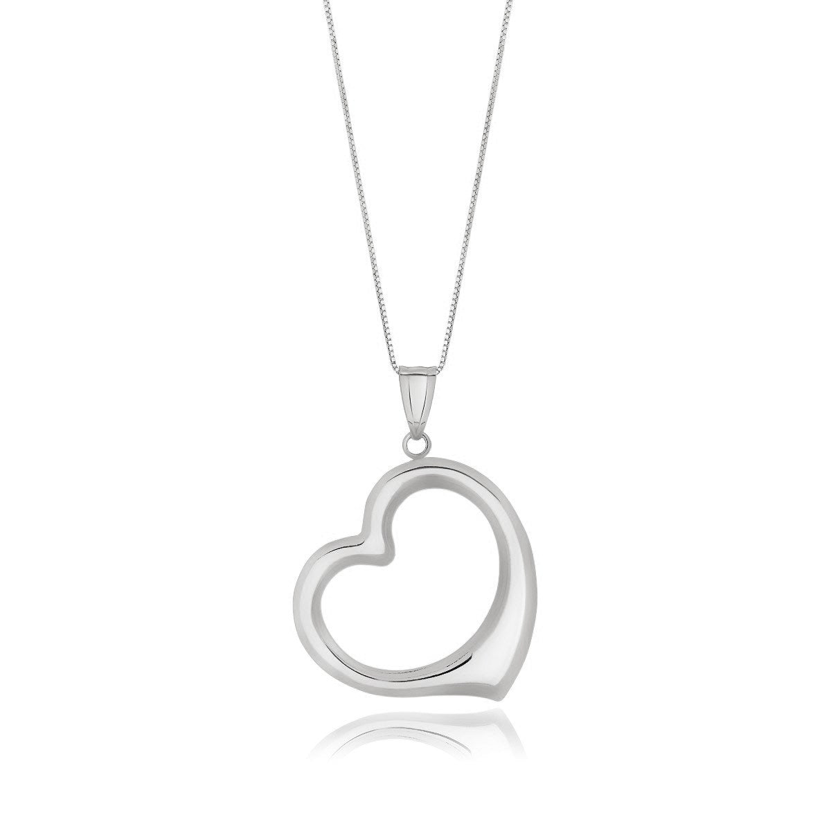 14k White Gold Floating Heart Drop Pendant Bids.com