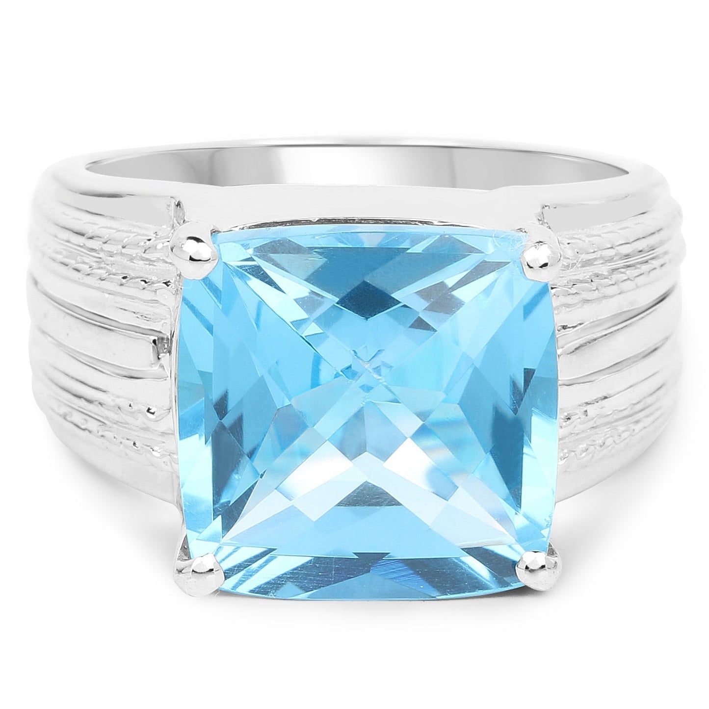 7.50 Carat Genuine Swiss Blue Topaz .925 Sterling Silver Ring Bids.com