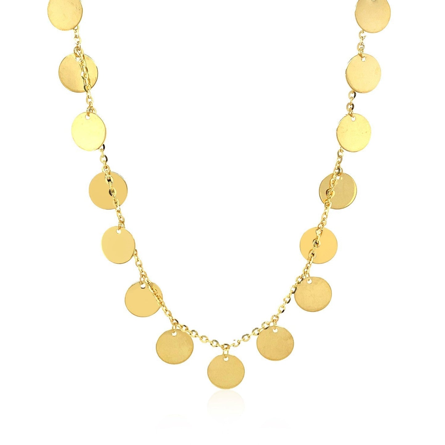 Choker Necklace with Polished Discs in 14k Yellow Gold Bids.com