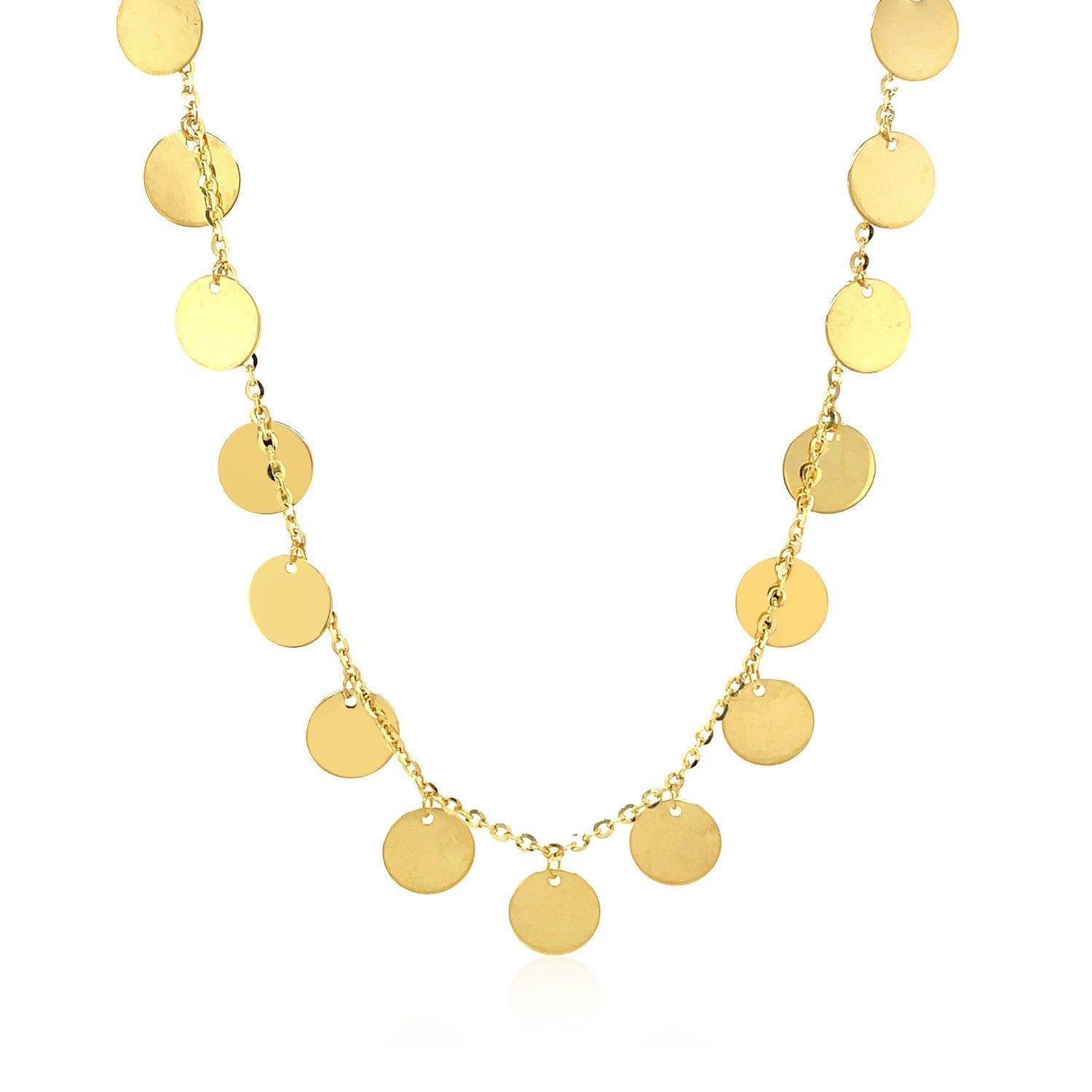 Choker Necklace with Polished Discs in 14k Yellow Gold Bids.com