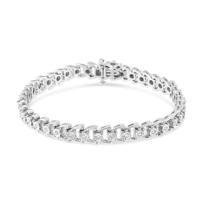 .925 Sterling Silver 1/4 Cttw Miracle Set Round Diamond Composite Open Linked Composite Line Bracelet (I-J Color, I3-Promo Clarity) - 7.5" Bids.com