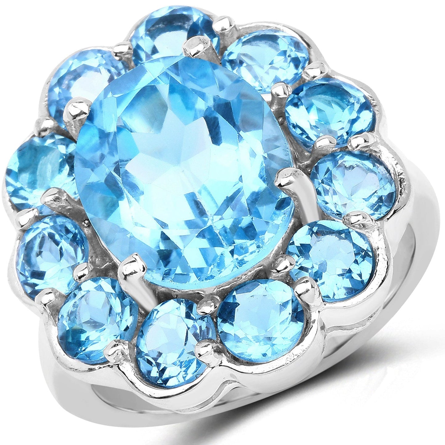 8.77 Carat Genuine Swiss Blue Topaz .925 Sterling Silver Ring Bids.com
