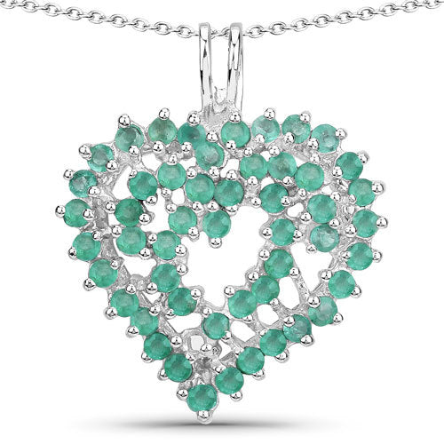 1.53 Carat Genuine Emerald .925 Sterling Silver Pendant Bids.com