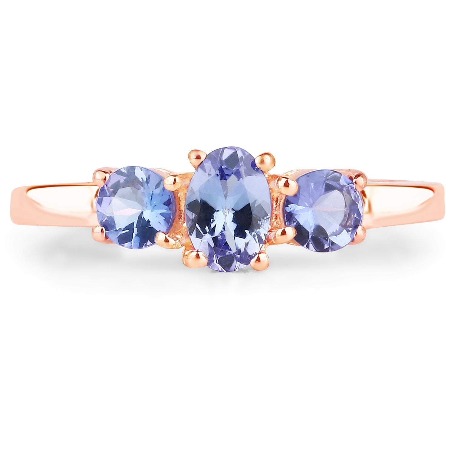 18K Rose Gold Plated 0.90 Carat Genuine Tanzanite .925 Sterling Silver Ring Bids.com