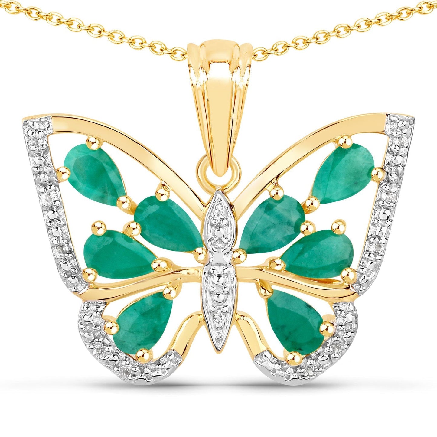 1.91 Carat Genuine Emerald and White Zircon .925 Sterling Silver Pendant Bids.com