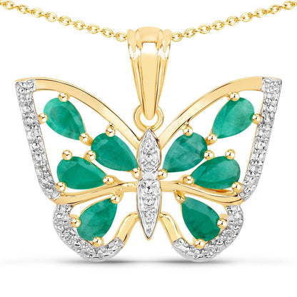 1.91 Carat Genuine Emerald and White Zircon .925 Sterling Silver Pendant Bids.com