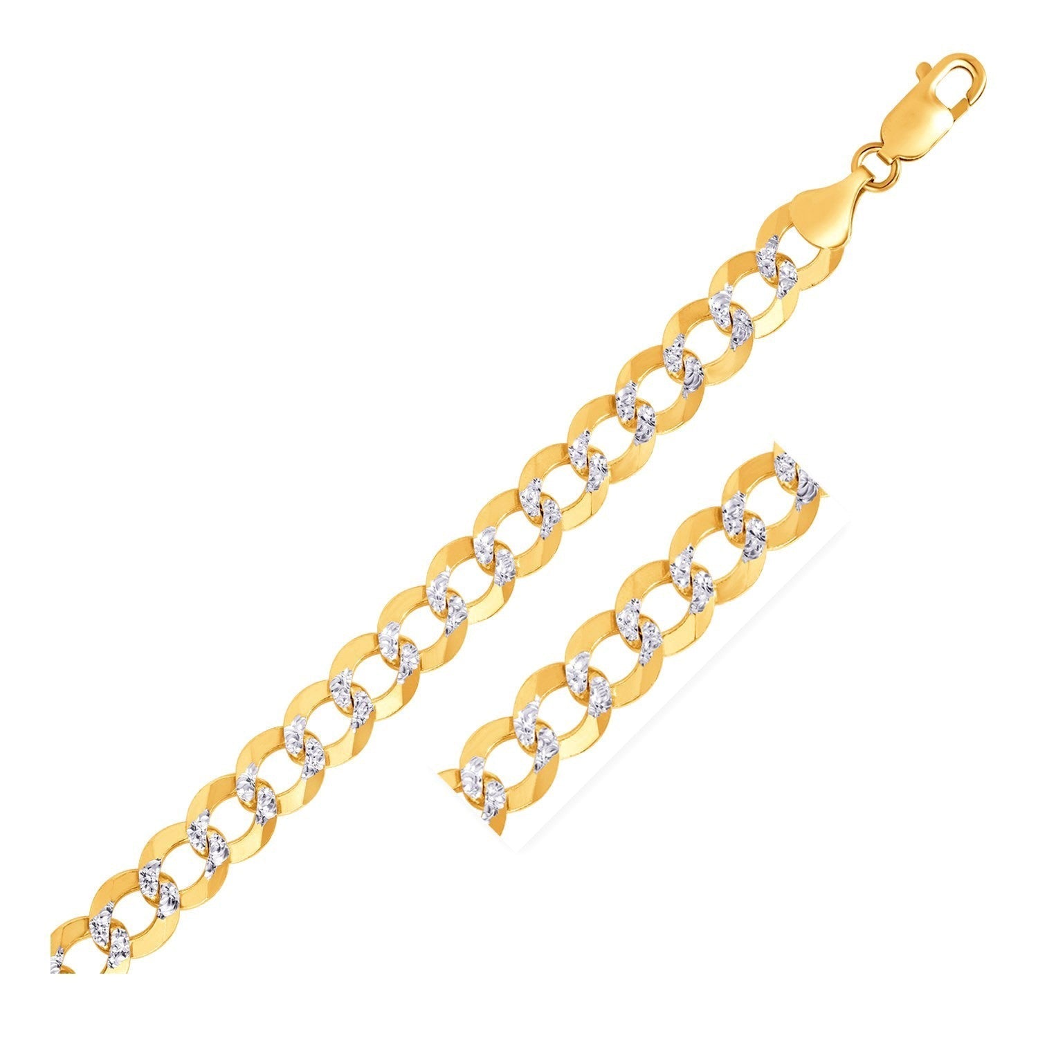10 mm 14k Two Tone Gold Pave Curb Bracelet Bids.com