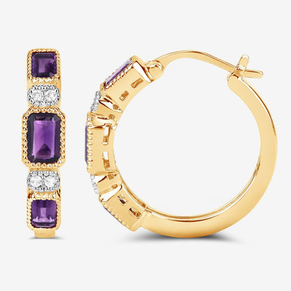 2.18 Carat Genuine Amethyst and White Topaz .925 Sterling Silver Earrings Bids.com