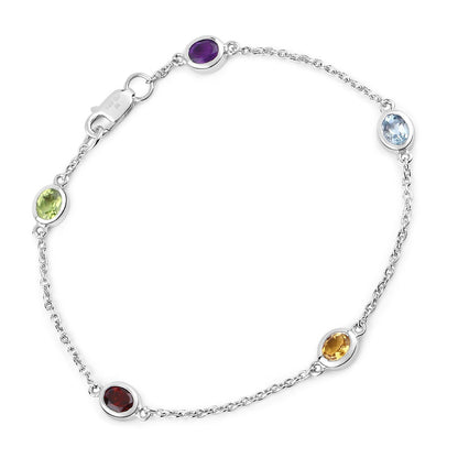 1.83 Carat Genuine Multi Stones .925 Sterling Silver Bracelet Bids.com