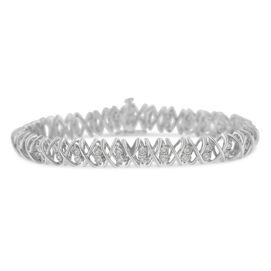 Sterling Silver rose-cut Diamond X-Link Bracelet (1 cttw, I-J Color, I2-I3 Clarity) Bids.com