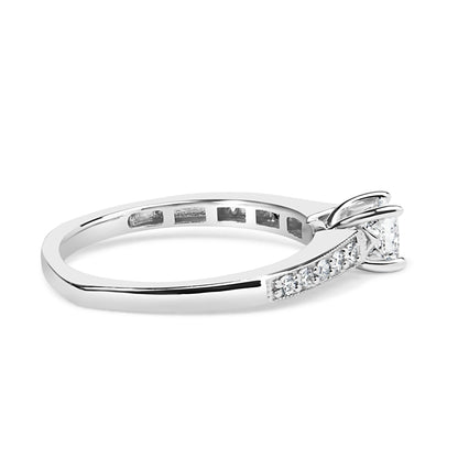 14K White Gold Diamond 1/2 Cttw Princess Cut Diamond Engagement Ring (G-H Color, VS2-SI1 Clarity) - Size 7 Bids.com