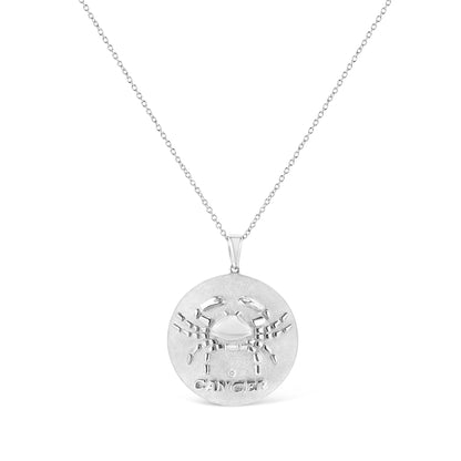 .925 Sterling Silver Diamond Accent Cancer Zodiac Design 18" Pendant Necklace Medallion (K-L Color, I1-I2 Clarity) Bids.com