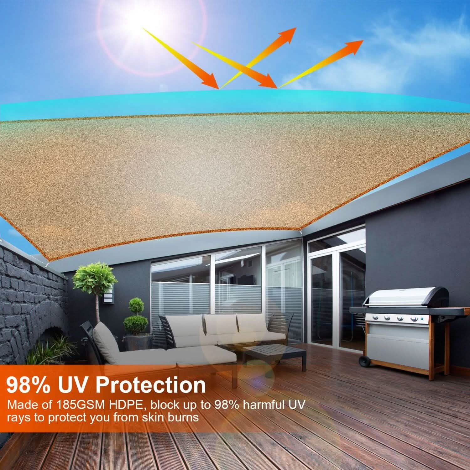 98% UV Block Awning Shelter Rectangle Shade Sails Top Canopy DailySale
