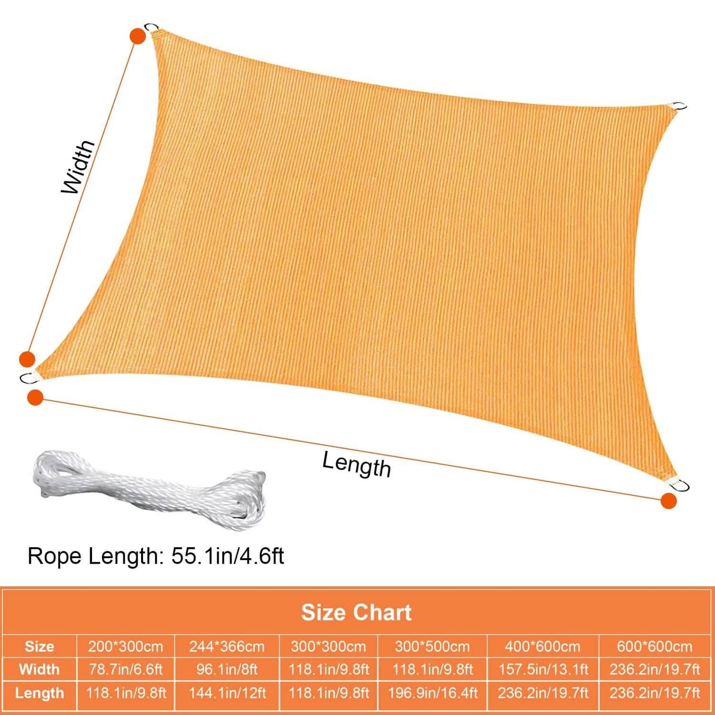 98% UV Block Awning Shelter Rectangle Shade Sails Top Canopy DailySale