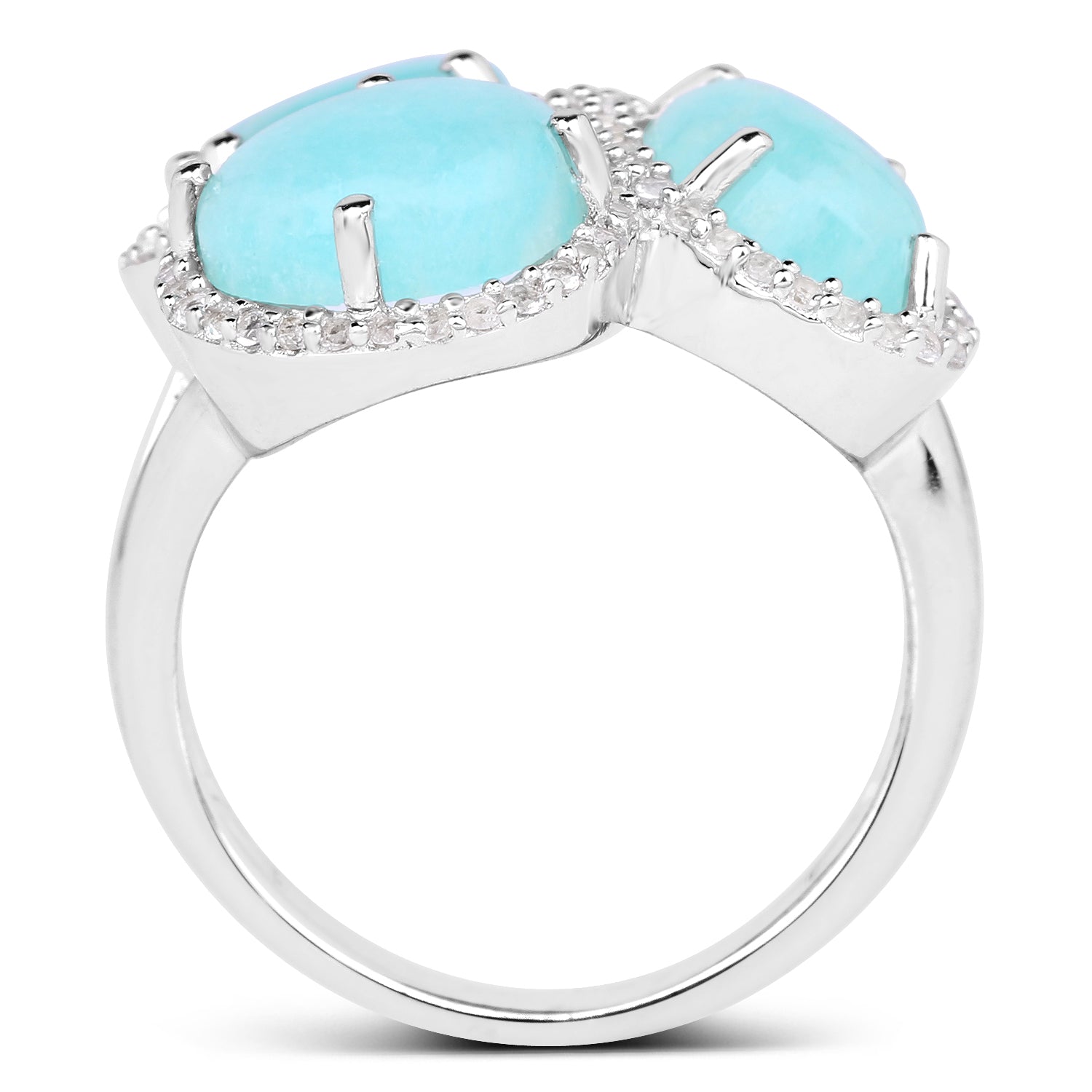 5.30 Carat Genuine Amazonite And White Topaz .925 Sterling Silver Ring Bids.com
