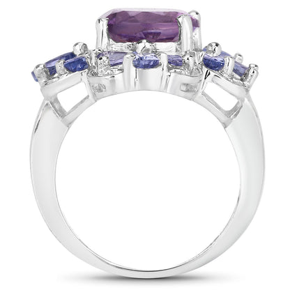 4.88 Carat Genuine Amethyst and Tanzanite .925 Sterling Silver Ring Bids.com