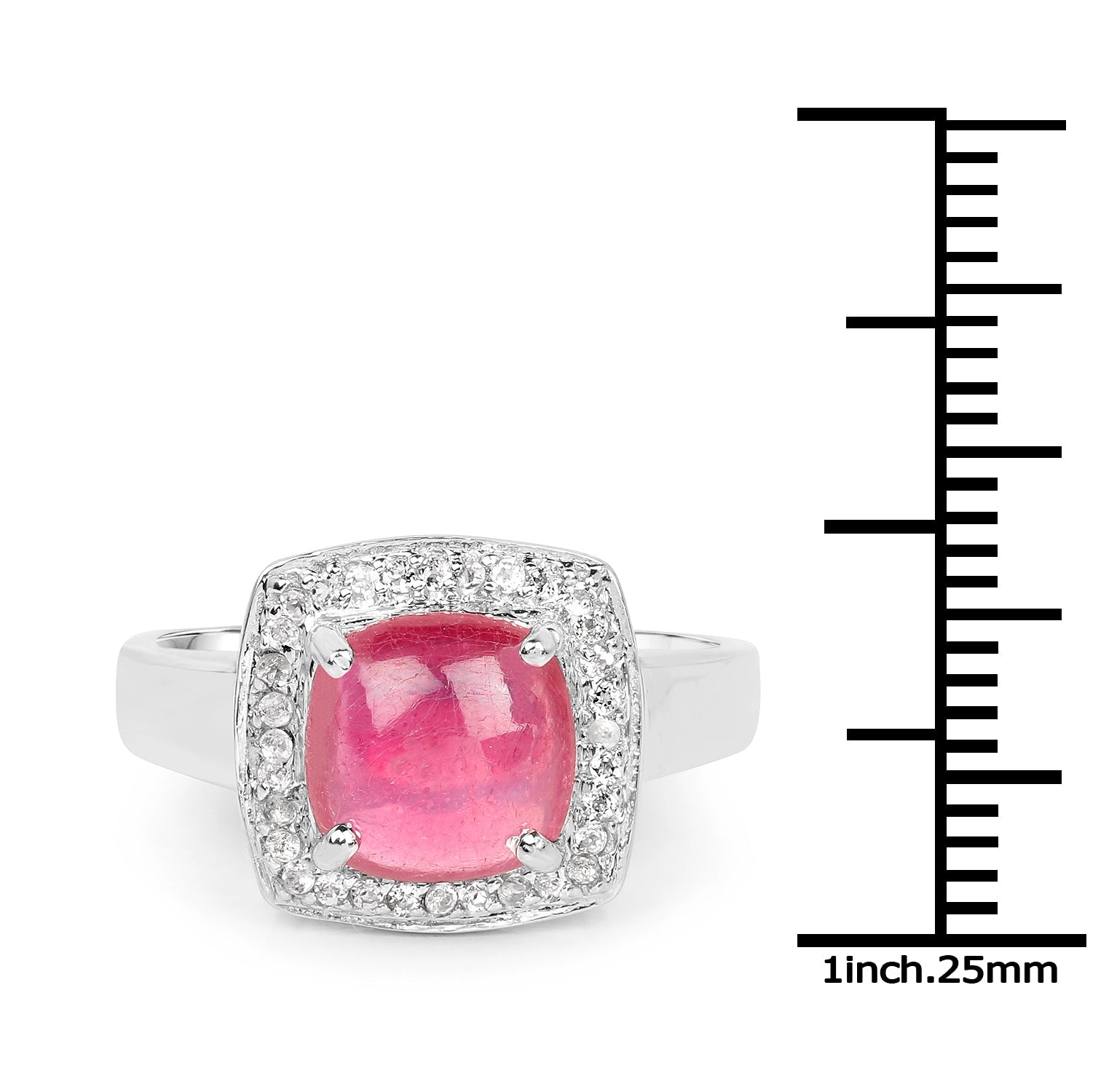 3.31 Carat Glass Filled Ruby and White Topaz .925 Sterling Silver Ring Bids.com