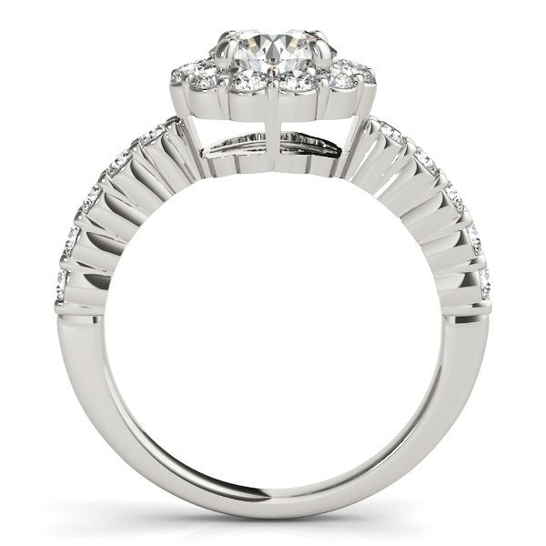 14k White Gold Round Floral Motif Diamond Engagement Ring (1 5/8 cttw) Bids.com