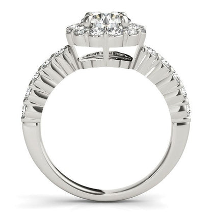 14k White Gold Round Floral Motif Diamond Engagement Ring (1 5/8 cttw) Bids.com