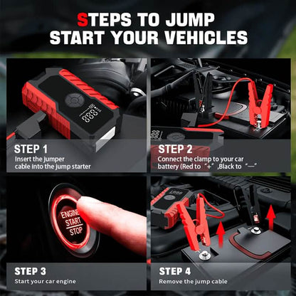 Portable 12V Car Jump Starter, Battery Charger, Air Pump (LED Display) DailySale