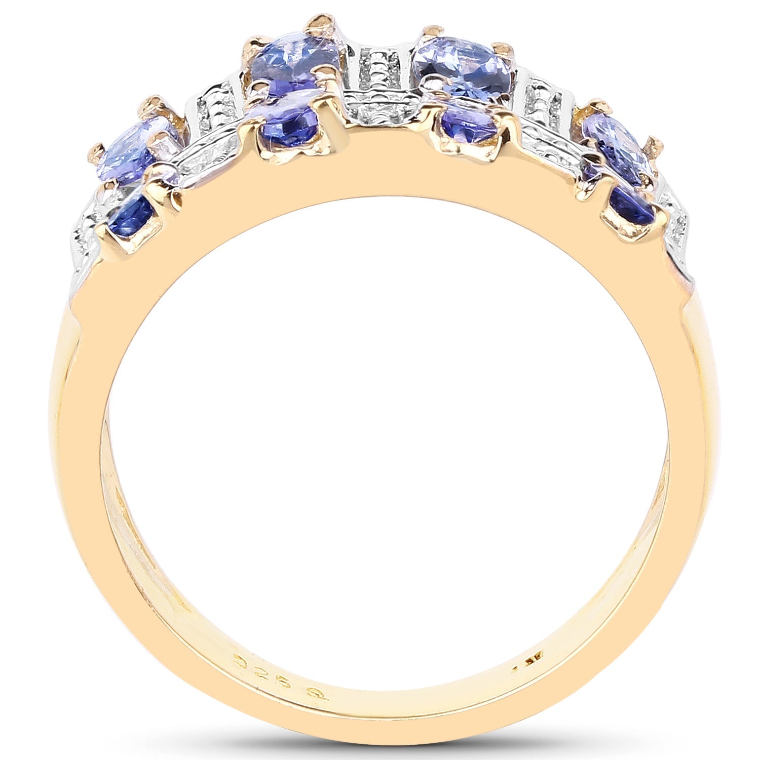 14K Yellow Gold Plated 1.68 Carat Genuine Tanzanite .925 Sterling Silver Ring Bids.com