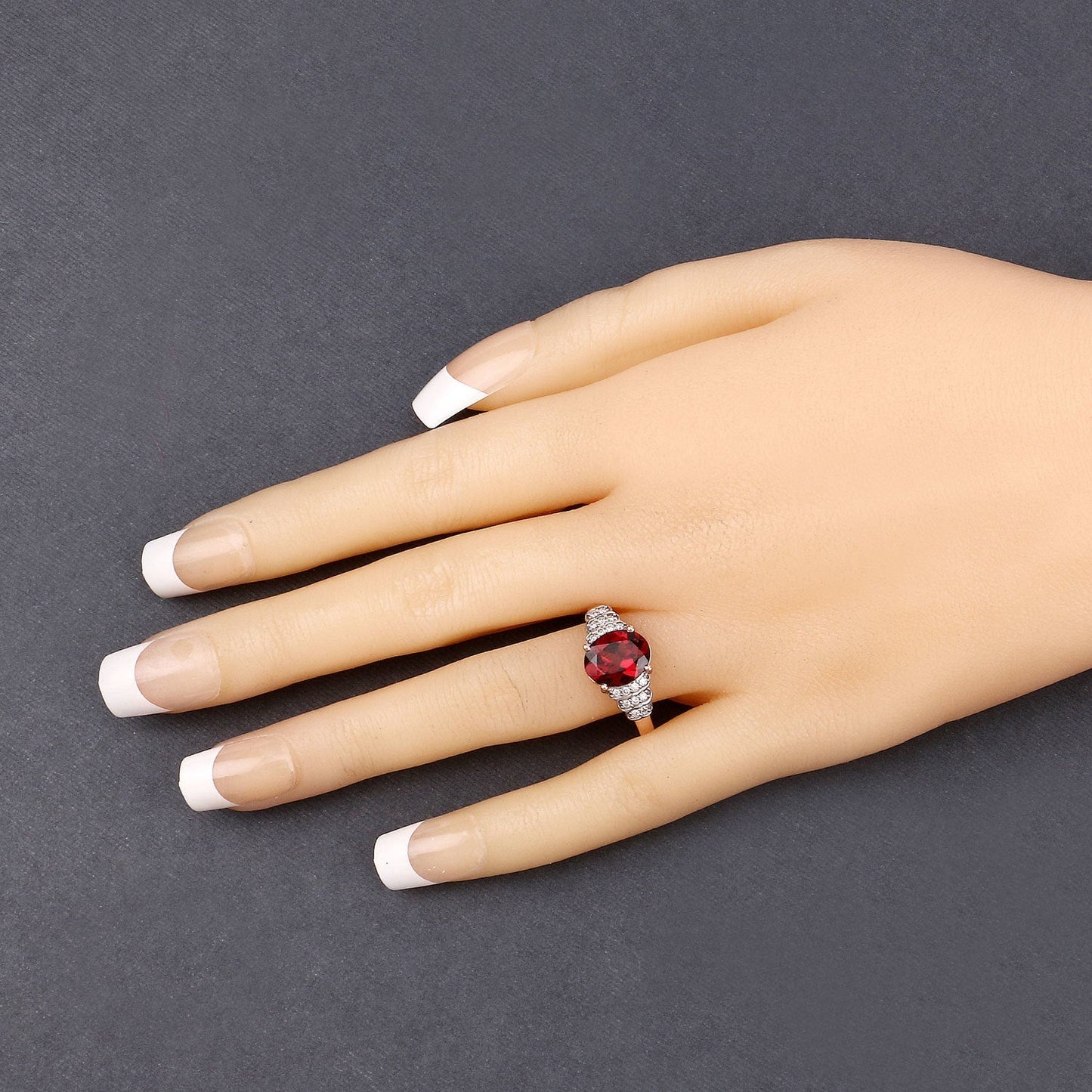 2.87 Carat Genuine Rhodolite and White Diamond 14K Rose Gold Ring Bids.com