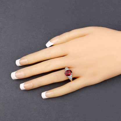 2.87 Carat Genuine Rhodolite and White Diamond 14K Rose Gold Ring Bids.com