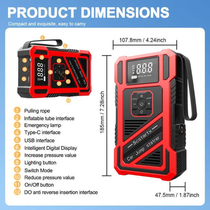 3000A 21V Car Jump Starter & 150PSI Tire Inflator 2-in-1 Portable Compressor DailySale