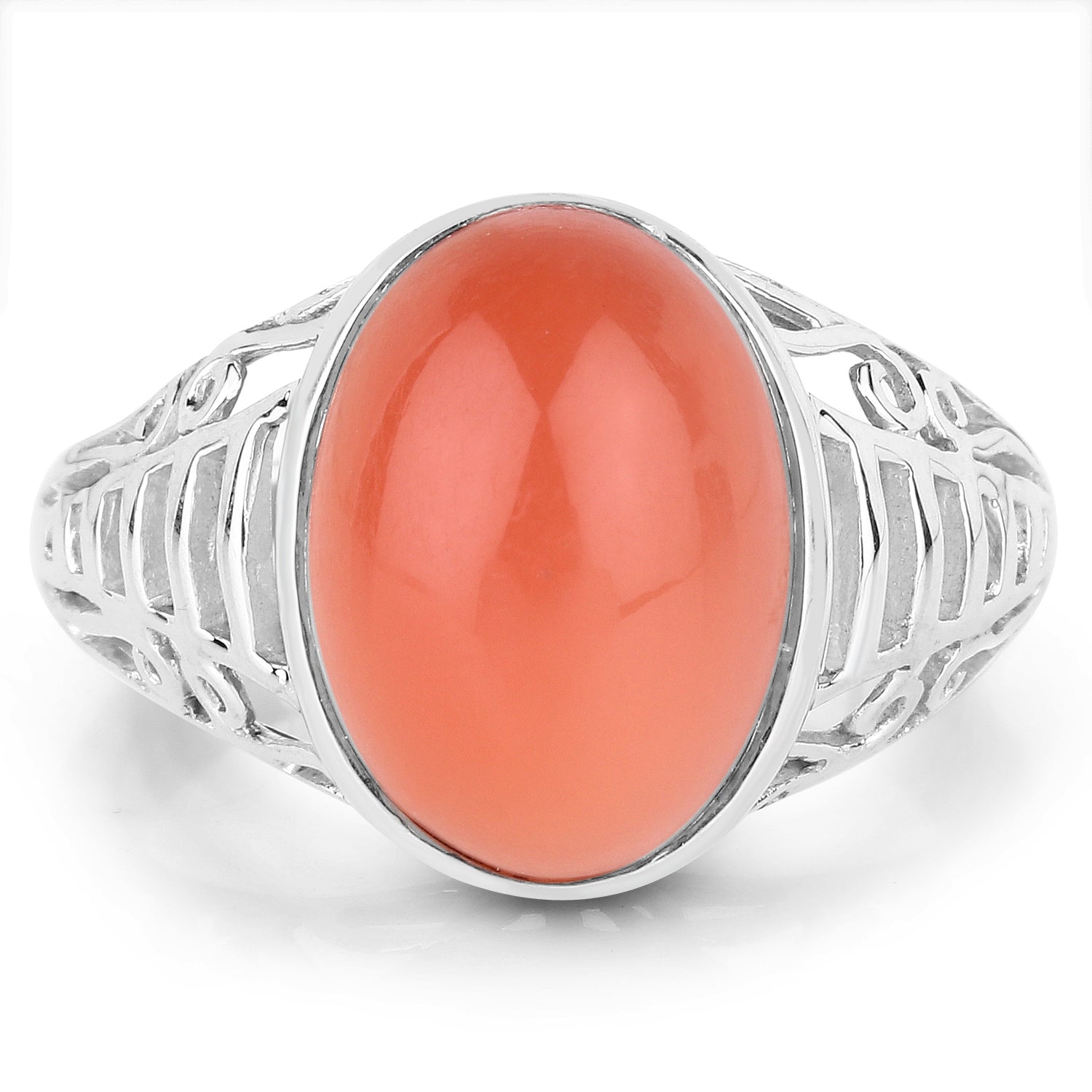 6.00 Carat Genuine Peach Moonstone .925 Sterling Silver Ring Bids.com
