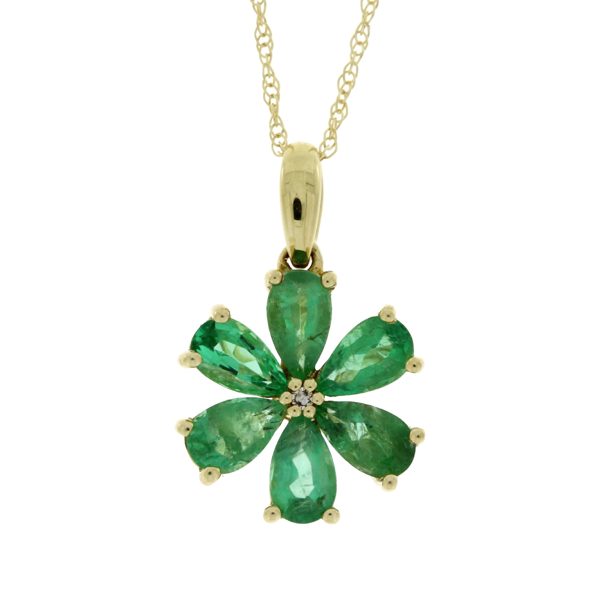 Emerald Diamond Fashion Pendants 14KT Yellow Gold Bids.com