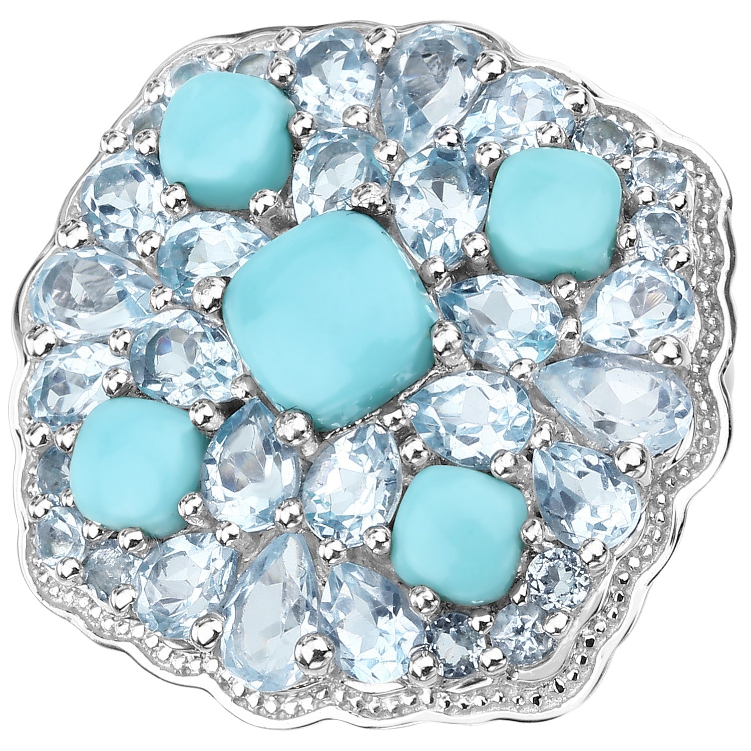 6.18 Carat Genuine Turquoise and Blue Topaz .925 Sterling Silver Ring Bids.com