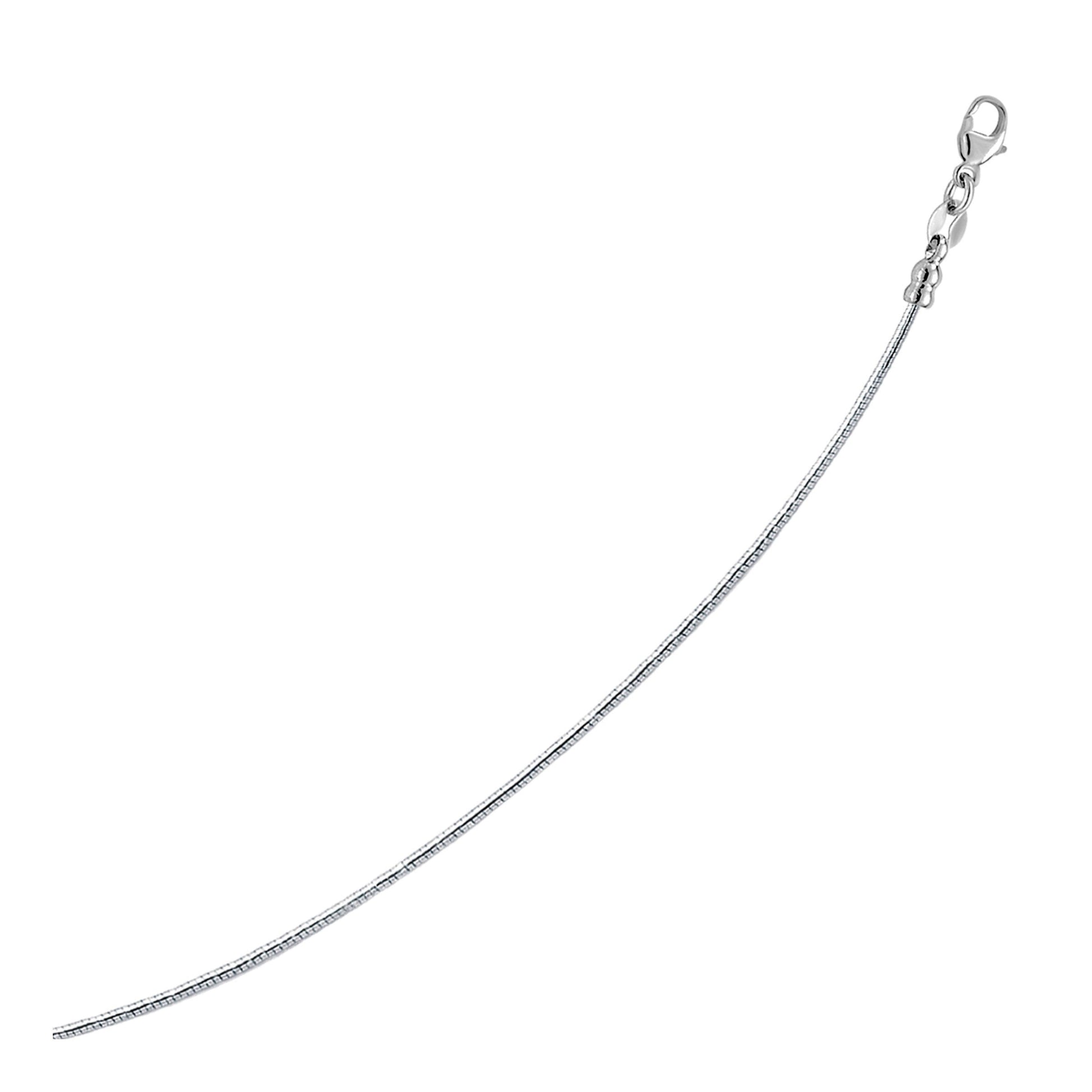 Sterling Silver Round Omega Style Chain Necklace with Rhodium Plating (1.55mm) Bids.com