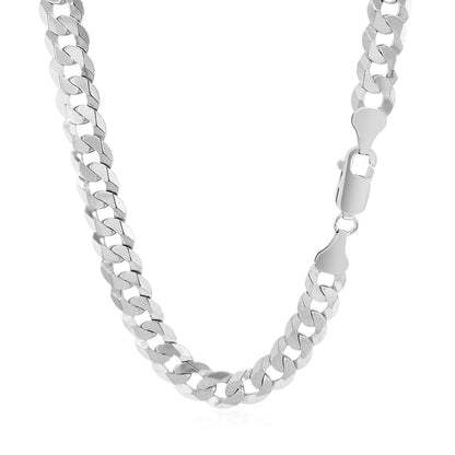 Rhodium Plated 7.2mm Sterling Silver Curb Style Chain Bids.com