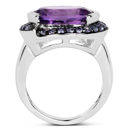 5.56 Carat Genuine Amethyst & Tanzanite .925 Sterling Silver Ring Bids.com