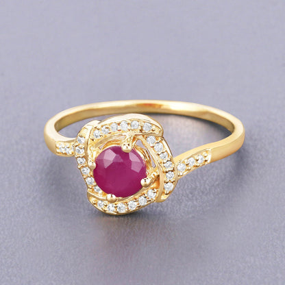 0.63 Carat Genuine Ruby and White Diamond 14K Yellow Gold Ring Bids.com