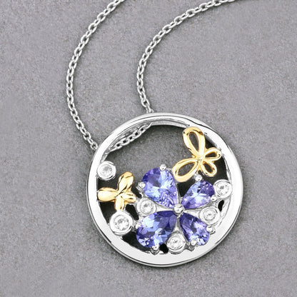 1.33 Carat Genuine Tanzanite and White Topaz .925 Sterling Silver Pendant Bids.com