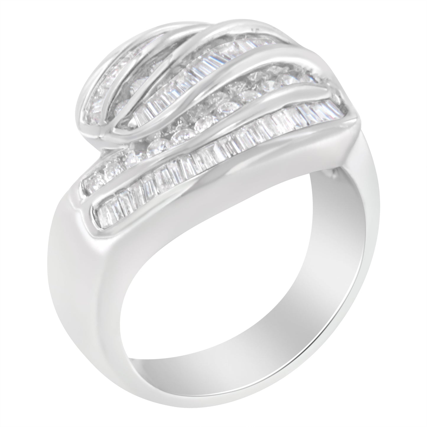 14KT White Gold Diamond Bypass Band Ring (1 cttw, H-I Color, SI1-SI2 Clarity) Bids.com