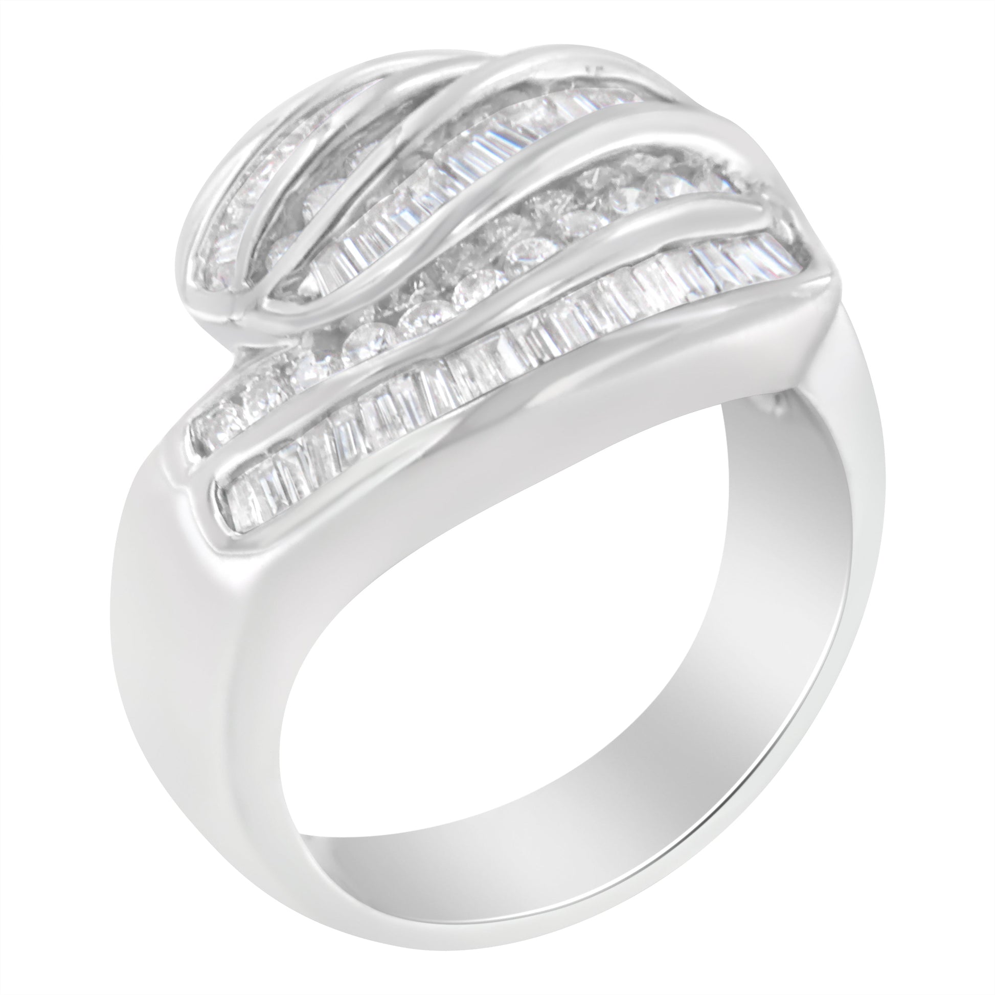 14KT White Gold Diamond Bypass Band Ring (1 cttw, H-I Color, SI1-SI2 Clarity) Bids.com