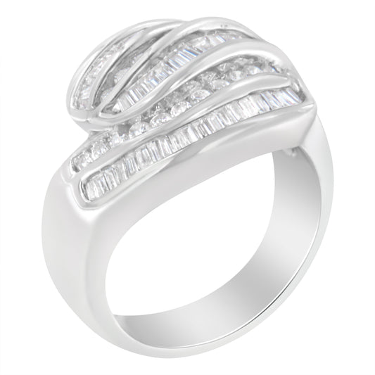 14KT White Gold Diamond Bypass Band Ring (1 cttw, H-I Color, SI1-SI2 Clarity) Bids.com
