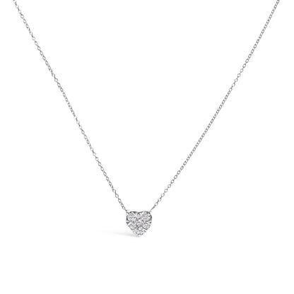 14K White Gold 1/4 Cttw Diamond Composite Heart Pendant Necklace - 18" Inches Bids.com