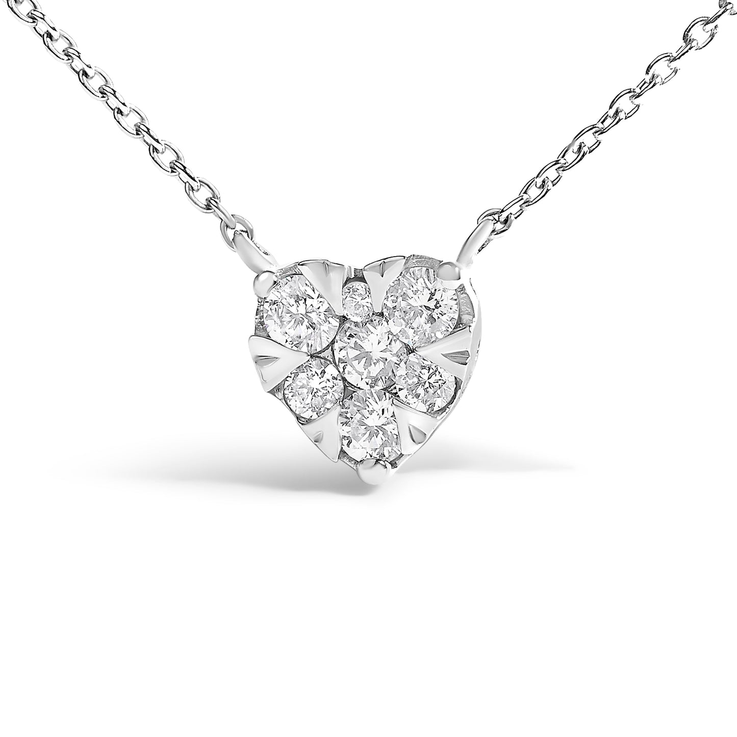 14K White Gold 1/4 Cttw Diamond Composite Heart Pendant Necklace - 18" Inches Bids.com