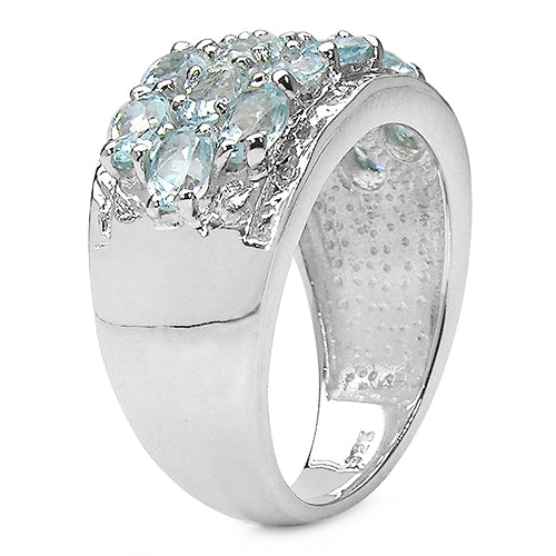 3.24 Carat Genuine Blue Topaz & White Topaz .925 Sterling Silver Ring Bids.com
