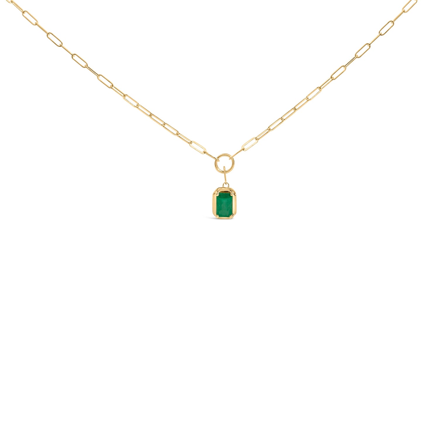 10K Yellow Gold Emerald Cut 6x4 MM Green Emerald Solitaire Pendant Necklace - 18 inch Bids.com