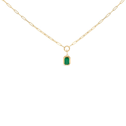 10K Yellow Gold Emerald Cut 6x4 MM Green Emerald Solitaire Pendant Necklace - 18 inch Bids.com