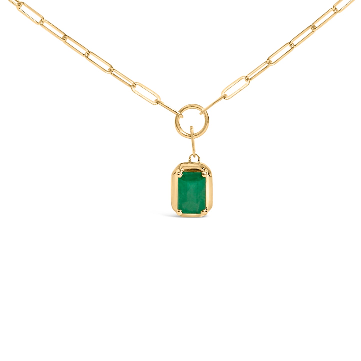 10K Yellow Gold Emerald Cut 6x4 MM Green Emerald Solitaire Pendant Necklace - 18 inch Bids.com
