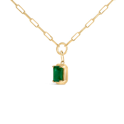 10K Yellow Gold Emerald Cut 6x4 MM Green Emerald Solitaire Pendant Necklace - 18 inch Bids.com