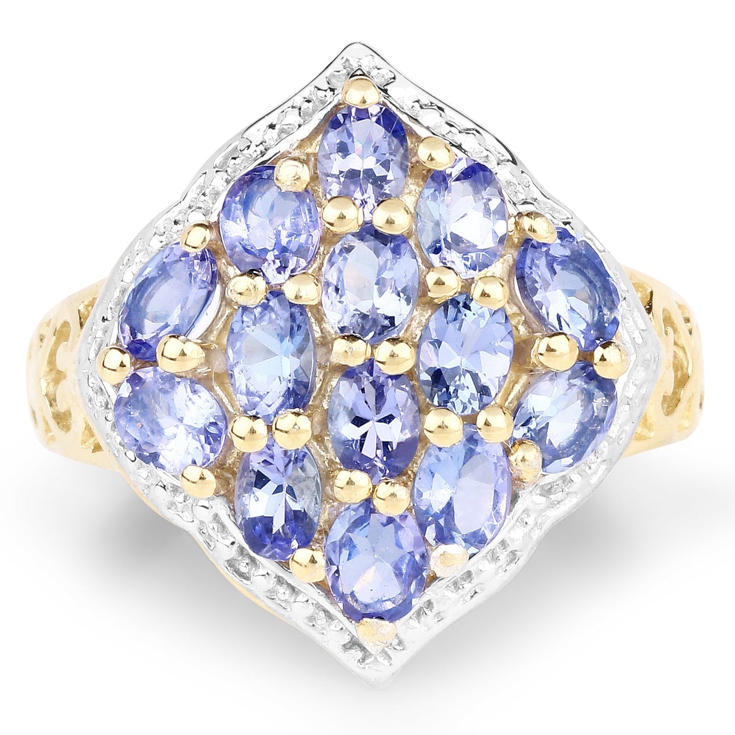 14K Yellow Gold Plated 2.38 Carat Genuine Tanzanite .925 Sterling Silver Ring Bids.com
