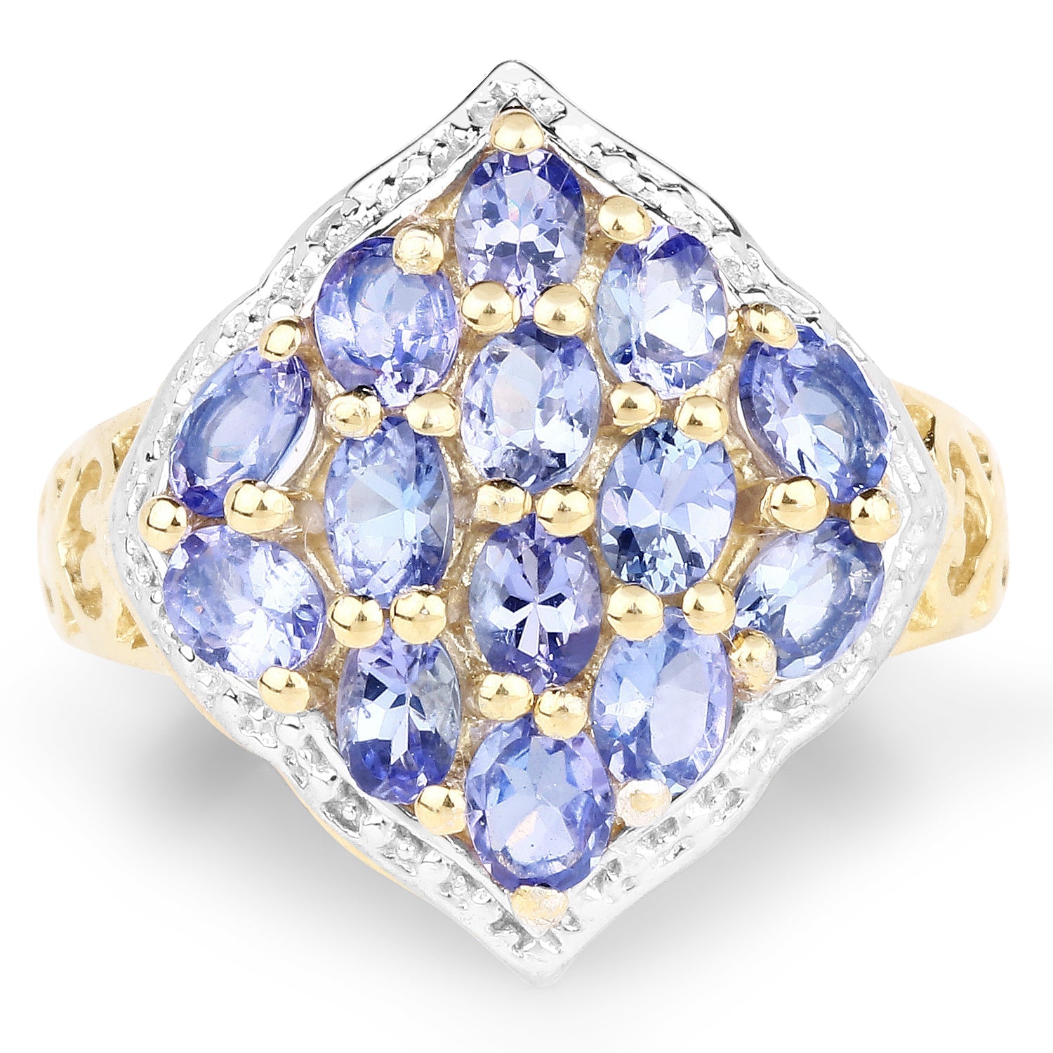 14K Yellow Gold Plated 2.38 Carat Genuine Tanzanite .925 Sterling Silver Ring Bids.com
