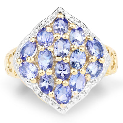 14K Yellow Gold Plated 2.38 Carat Genuine Tanzanite .925 Sterling Silver Ring Bids.com
