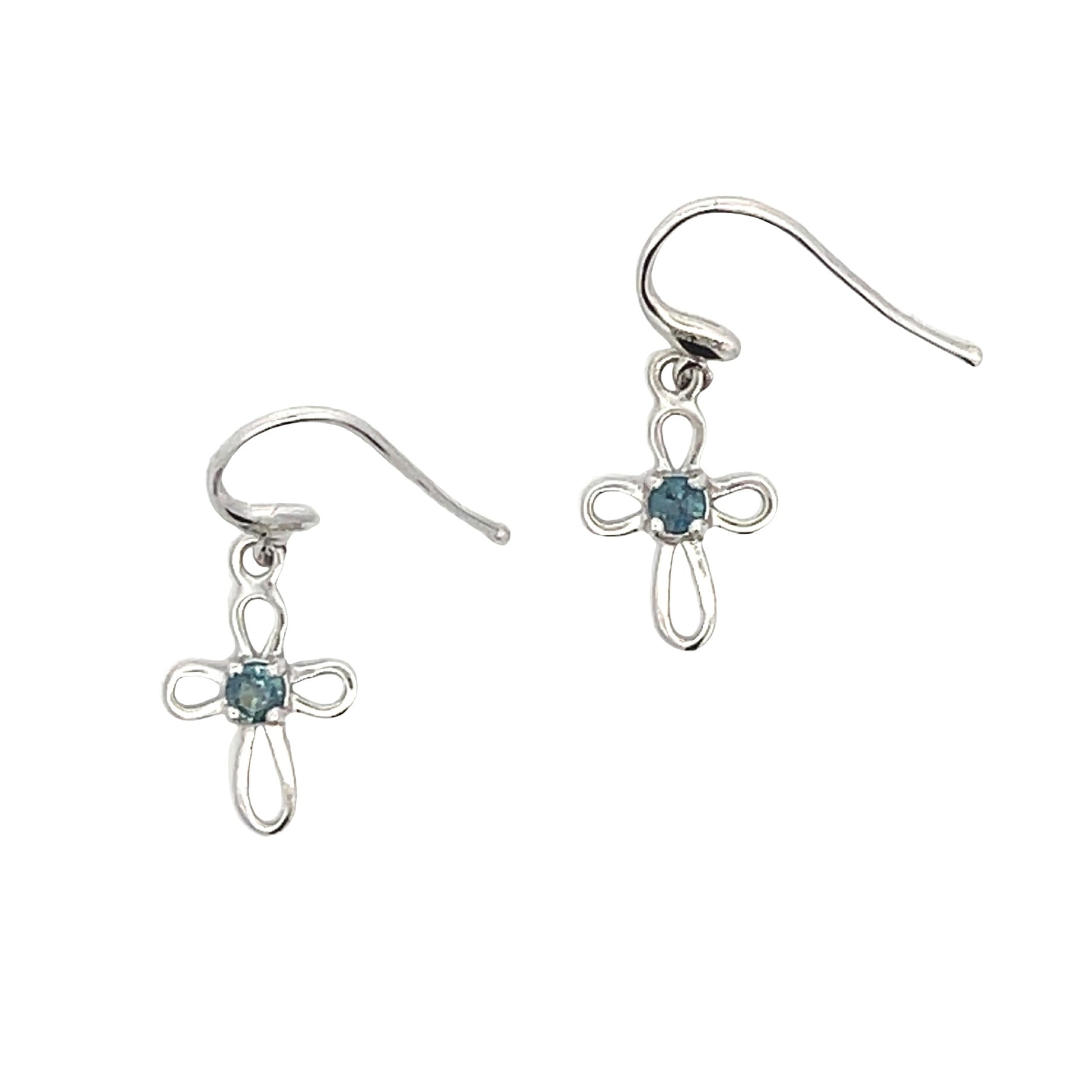 Natural .27ct Sapphire Cross Earrings 10KT White Gold Bids.com